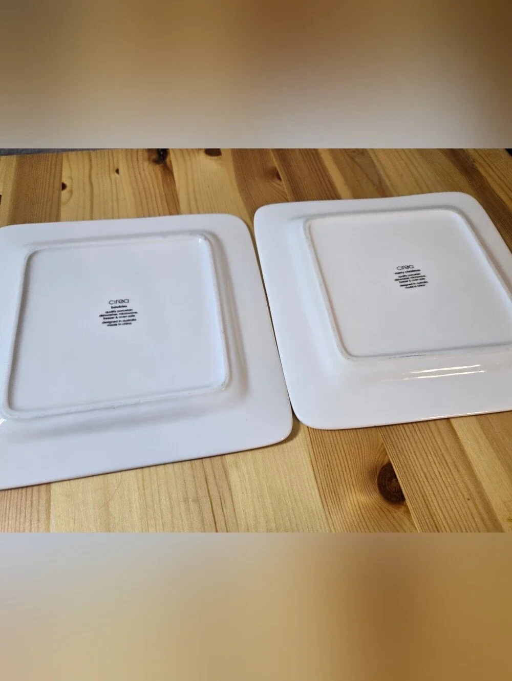 Ciroa Holiday White Ceramic Square Accent Plates - Set of 2